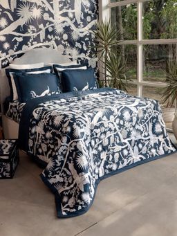 MYTRIDENT - Zunu Floral Blue 400 Tc King Size Comforter