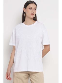 Silvian Heach - White Solid Regular Fit T-Shirt