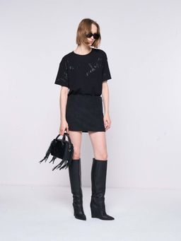 Silvian Heach - Black Embellished Regular Fit T-Shirt