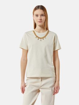 Silvian Heach - Off White Solid Regular Fit T-Shirt