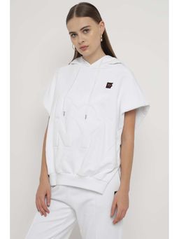 DKNY - White Solid Regular Fit Hoodie