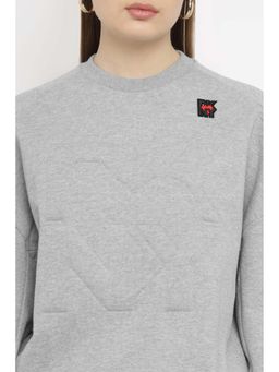 DKNY - Grey Solid Regular Fit Sweatshirt