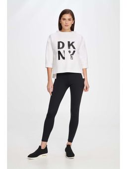 DKNY - White Solid Regular Fit Sweatshirt