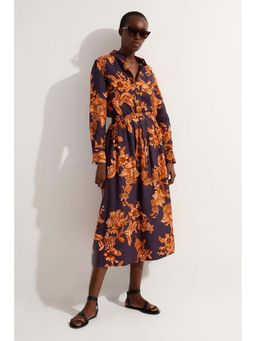 Karen Millen - Navy Blue Printed Regular Fit Shirt