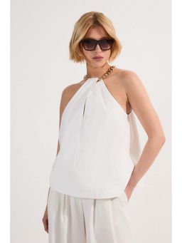 Karen Millen - White Solid Regular Fit Top