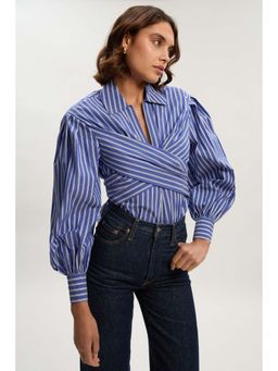 Karen Millen - Blue Stripes Regular Fit Shirt