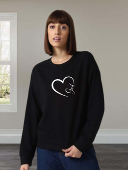 Glito - Black Printed Regular Fit Sweatshirt