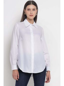 Elena Miro - White Solid Regular Fit Shirt