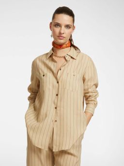 Elena Miro - Beige Stripes Regular Fit Shirt