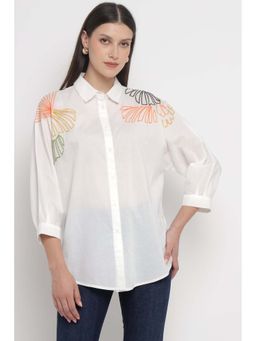 Diana Gallesi - White Printed Regular Fit Shirt