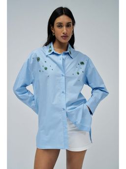 Salsa Jeans - Blue Embellished Regular Fit Shirt