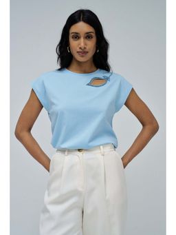 Salsa Jeans - Blue Embellished Regular Fit T-Shirt