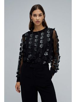 Salsa Jeans - Black Self Design Regular Fit Sweatshirt