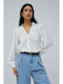 Salsa Jeans - White Self Design Regular Fit Shirt