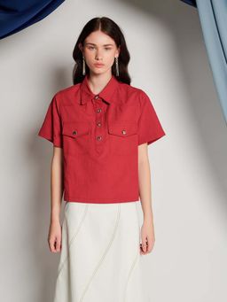 Sister Jane - Red Embroidered Regular Fit Shirt