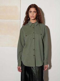 Sister Jane - Green Solid Regular Fit Shirt