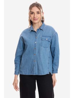 Virgio - Blue Solid Regular Fit Shirt