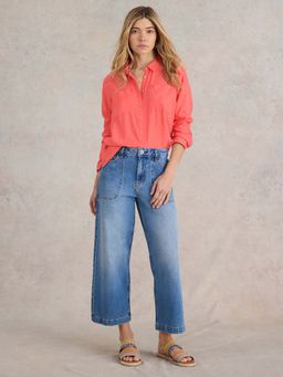 White Stuff - Pink Embroidered Regular Fit Shirt