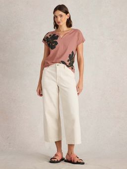 White Stuff - Pink Printed Regular Fit T-Shirt