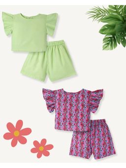 FUNKRAFTS - Girls Premium Cotton Top and Shorts (Set of 4)