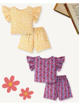 FUNKRAFTS - Girls Premium Cotton Top and Shorts (Set of 4)