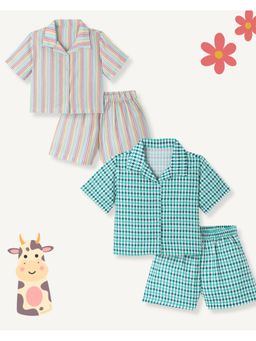 FUNKRAFTS - Girls Premium Cotton Shirt and Shorts (Set of 4)