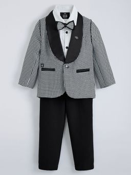 Hopscotch - Black 3-Pc Gingham Shawl Lapel Collar Formal Set