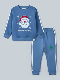Hopscotch - Blue 2-Pc Santa Claus Embroidery Jogger Set