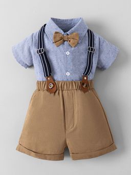 Hopscotch - Blue 2-Pc Cotton Textured Formal Set With Bowtie