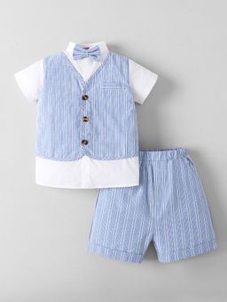 Hopscotch - Blue 2-Pc Cotton Horizontal Striped Formal Set