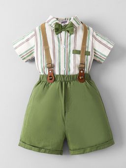 Hopscotch - Multi-Color 2-Pc Cotton Striped Formal Set With Bowtie