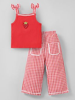Hopscotch - Red 2-Pc Strawberry Applique Pant Set