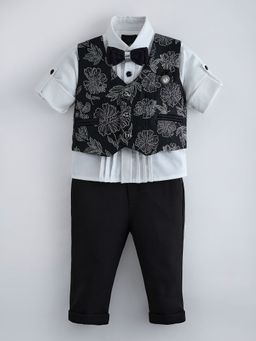 Hopscotch - Black 3-Pc Floral Pintuck Pleated Formal Set