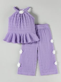 Hopscotch - Purple 2-Pc Floral Applique Pant Set