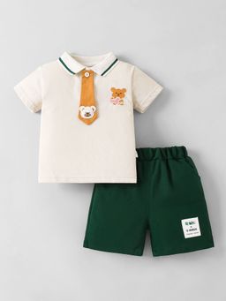 Hopscotch - Cream 2-Pc Teddy Embroidery Short Set