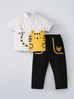 Hopscotch - Multi-Color 2-Pc Cat Applique Shirt And Pant