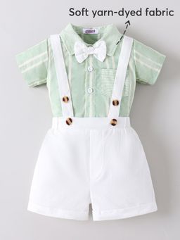 Hopscotch - Green 2-Pc Striped Bow Applique Formal Set