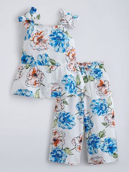 Hopscotch - White 2-Pc Floral Blouse And Pants
