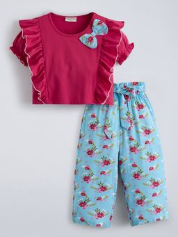 Hopscotch - Pink 2-Pc Floral Blouse And Pants