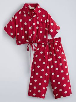 Hopscotch - Red 2-Pc Polka Dot Shirt And Pants