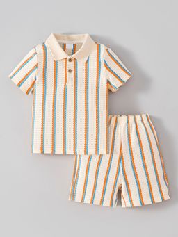 Hopscotch - Multi-Color 2-Pc Striped Textured Short Set