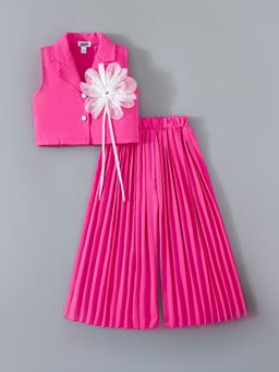 Hopscotch - Pink 2-Pc Floral Applique Pleated Pant Set