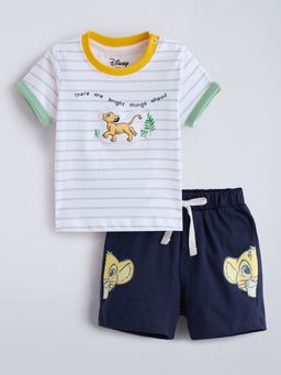 Hopscotch - White Cotton Lion King T-Shirt And Shorts