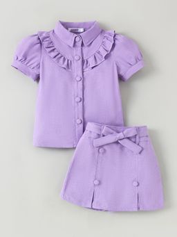 Hopscotch - Purple 2-Pc Ruffled Collared Skort Set