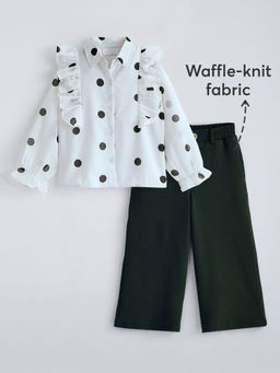 Hopscotch - Black 2-Pc Ruffled Polka Dot Pant Set