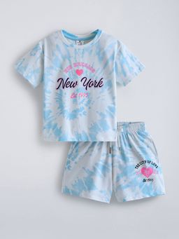 Hopscotch - Blue 2-Pc Cotton Tie And Dye Shorts Set