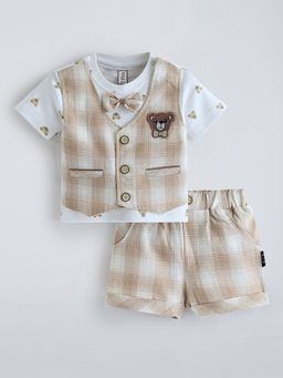 Hopscotch - Brown 2-Pc Plaid Teddy Cotton Formal Set