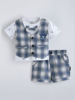 Hopscotch - Navy Blue 2-Pc Plaid Teddy Cotton Formal Set