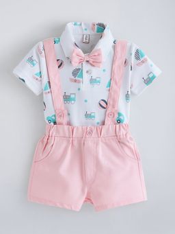 Hopscotch - White 2-Pc Boat Bow Applique Cotton Formal Set