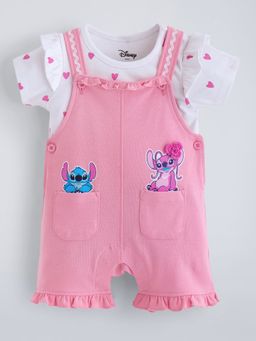 Hopscotch - White Cotton Lilo And Stitch Overall Set